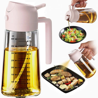 16 oz Glass Oil Sprayer – Refillable Cooking Oil Mister with Precision Spray & Pour Function