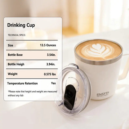 13 oz Insulated Stainless Steel Water Bottle – Leak-Proof, with Handle & Lid, for Hot & Cold Drinks