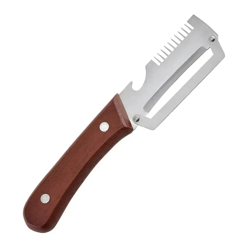 Stainless Steel Vegetable Peeler with Wooden Handle – Multi-Functional Peeler & Bottle Opener