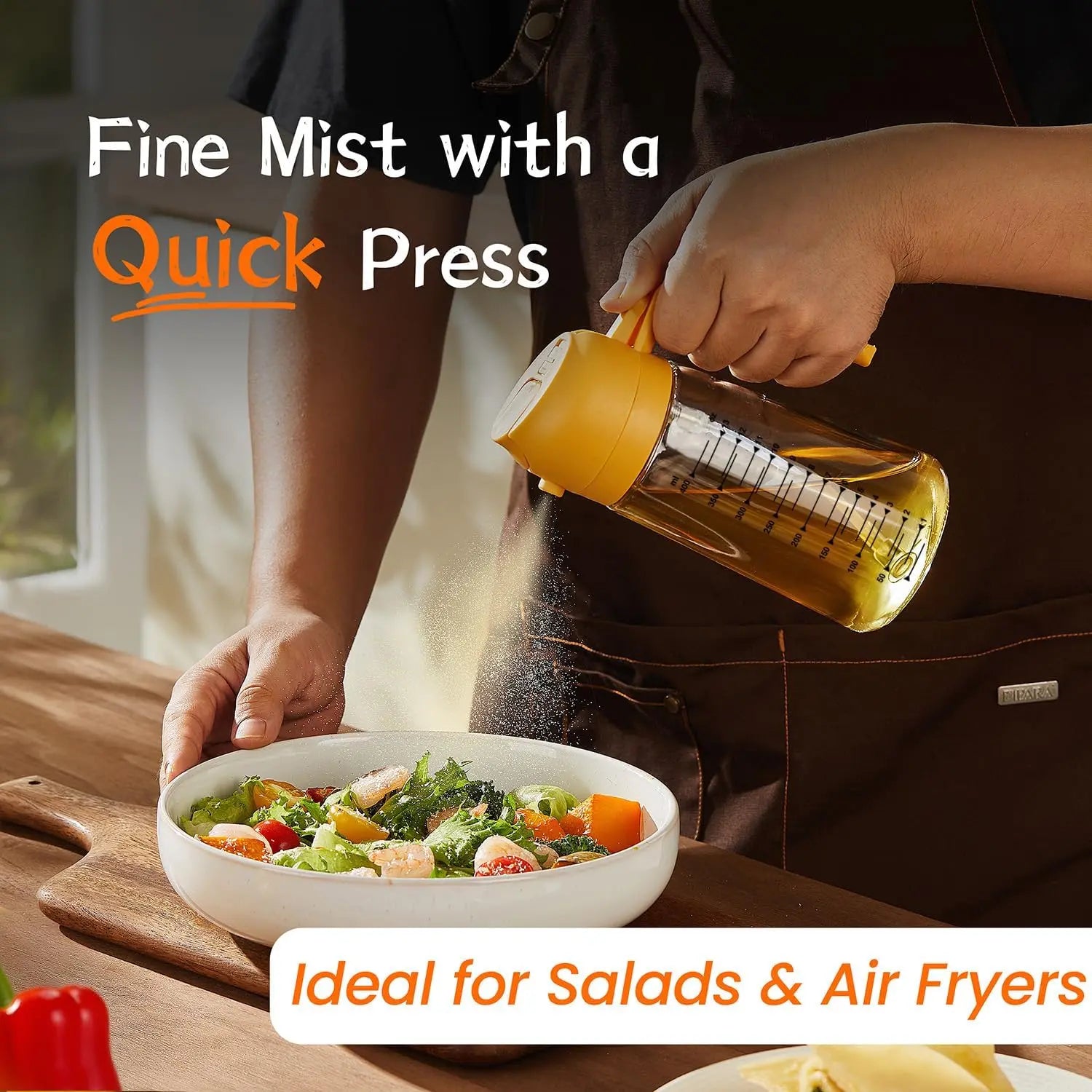 16 oz Glass Oil Sprayer – Refillable Cooking Oil Mister with Precision Spray & Pour Function