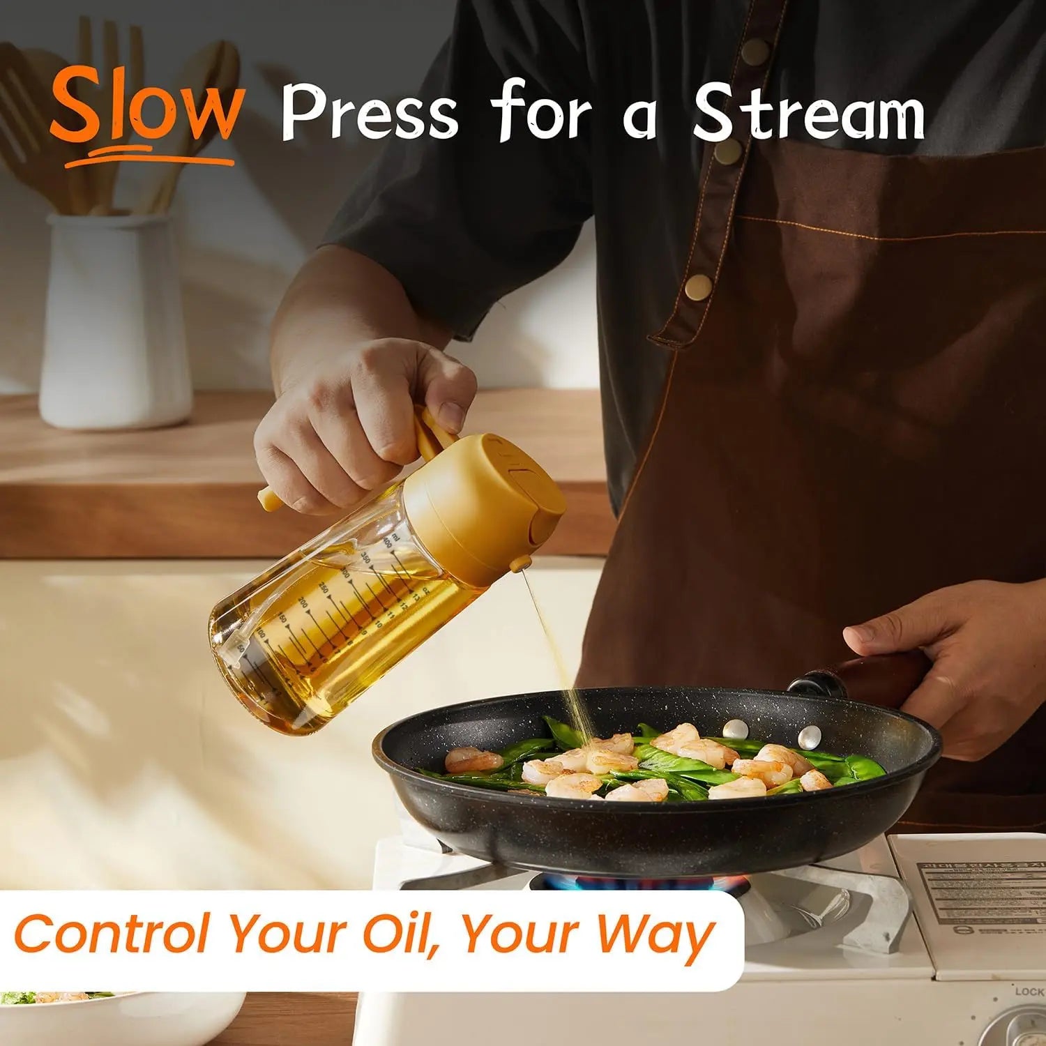 16 oz Glass Oil Sprayer – Refillable Cooking Oil Mister with Precision Spray & Pour Function