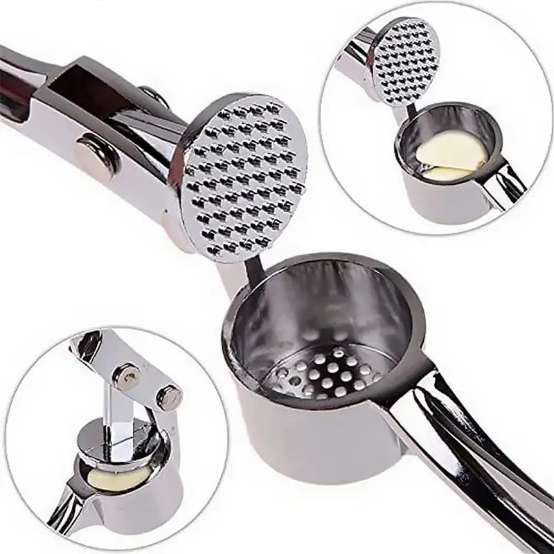 Stainless Steel Garlic Press – Durable Manual Garlic & Ginger Crusher with Comfortable Handle