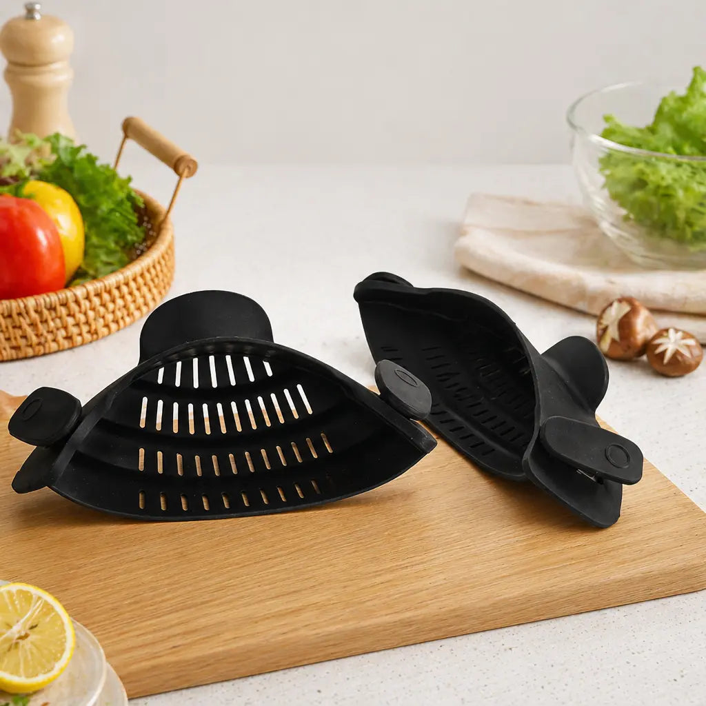 Silicone Clip-On Pot Strainer – Adjustable Kitchen Colander for Pasta, Vegetables & More