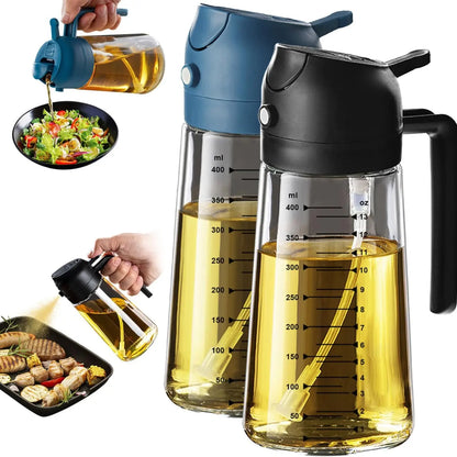 16 oz Glass Oil Sprayer – Refillable Cooking Oil Mister with Precision Spray & Pour Function