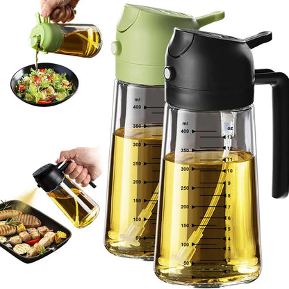 16 oz Glass Oil Sprayer – Refillable Cooking Oil Mister with Precision Spray & Pour Function