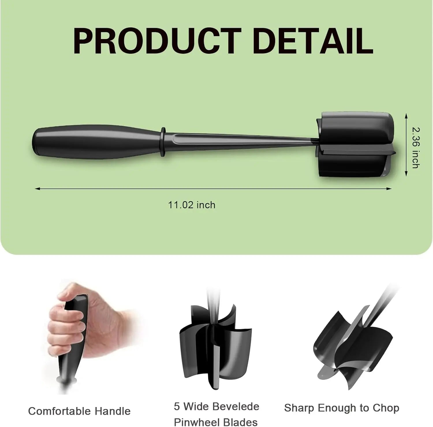 5-Blade Meat Chopper – Easy Ground Meat Masher for Burgers, Beef & More