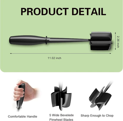 5-Blade Meat Chopper – Easy Ground Meat Masher for Burgers, Beef & More