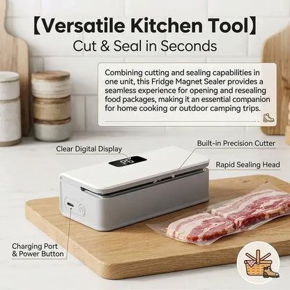 Rechargeable Handheld Vacuum Sealer – Compact Cordless Food Saver with Built-In Bag Cutter