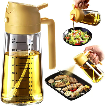 16 oz Glass Oil Sprayer – Refillable Cooking Oil Mister with Precision Spray & Pour Function