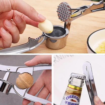 Stainless Steel Garlic Press – Durable Manual Garlic & Ginger Crusher with Comfortable Handle