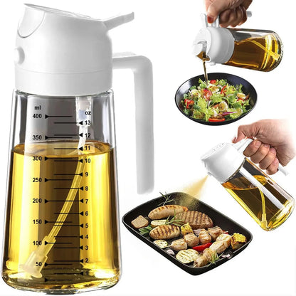 16 oz Glass Oil Sprayer – Refillable Cooking Oil Mister with Precision Spray & Pour Function