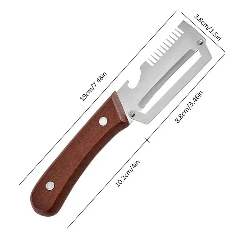 Stainless Steel Vegetable Peeler with Wooden Handle – Multi-Functional Peeler & Bottle Opener