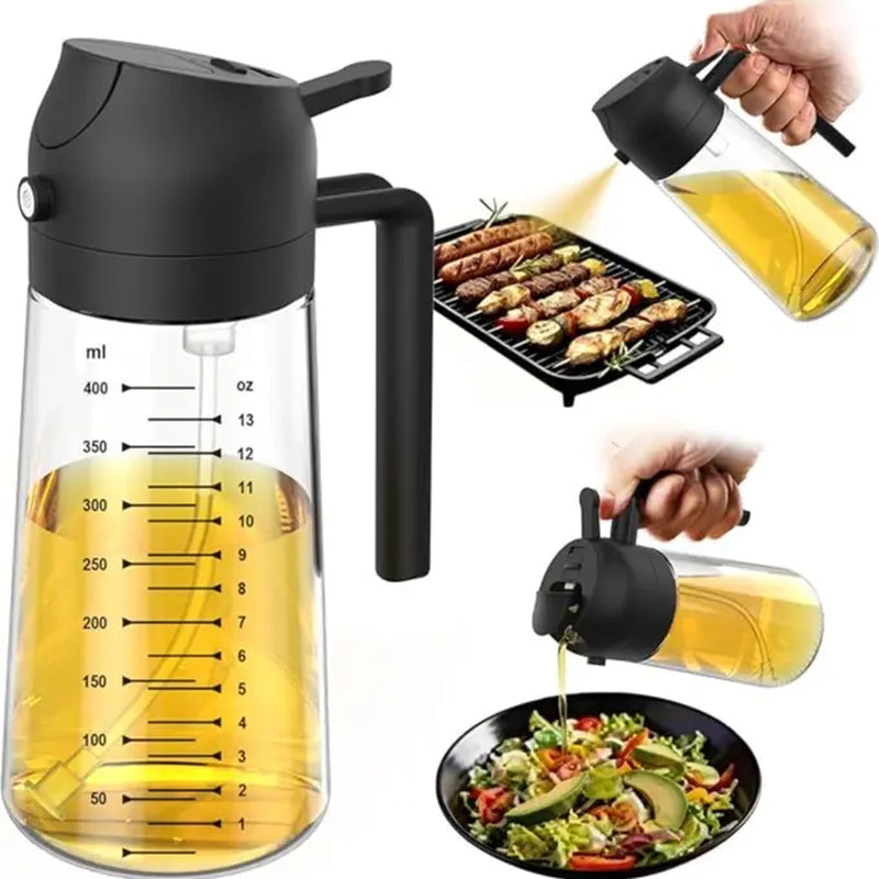 16 oz Glass Oil Sprayer – Refillable Cooking Oil Mister with Precision Spray & Pour Function