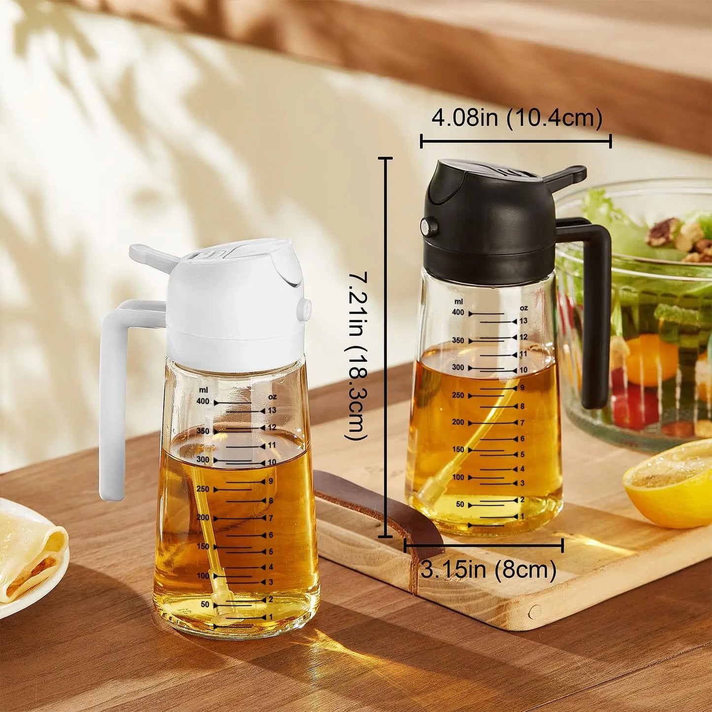 16 oz Glass Oil Sprayer – Refillable Cooking Oil Mister with Precision Spray & Pour Function