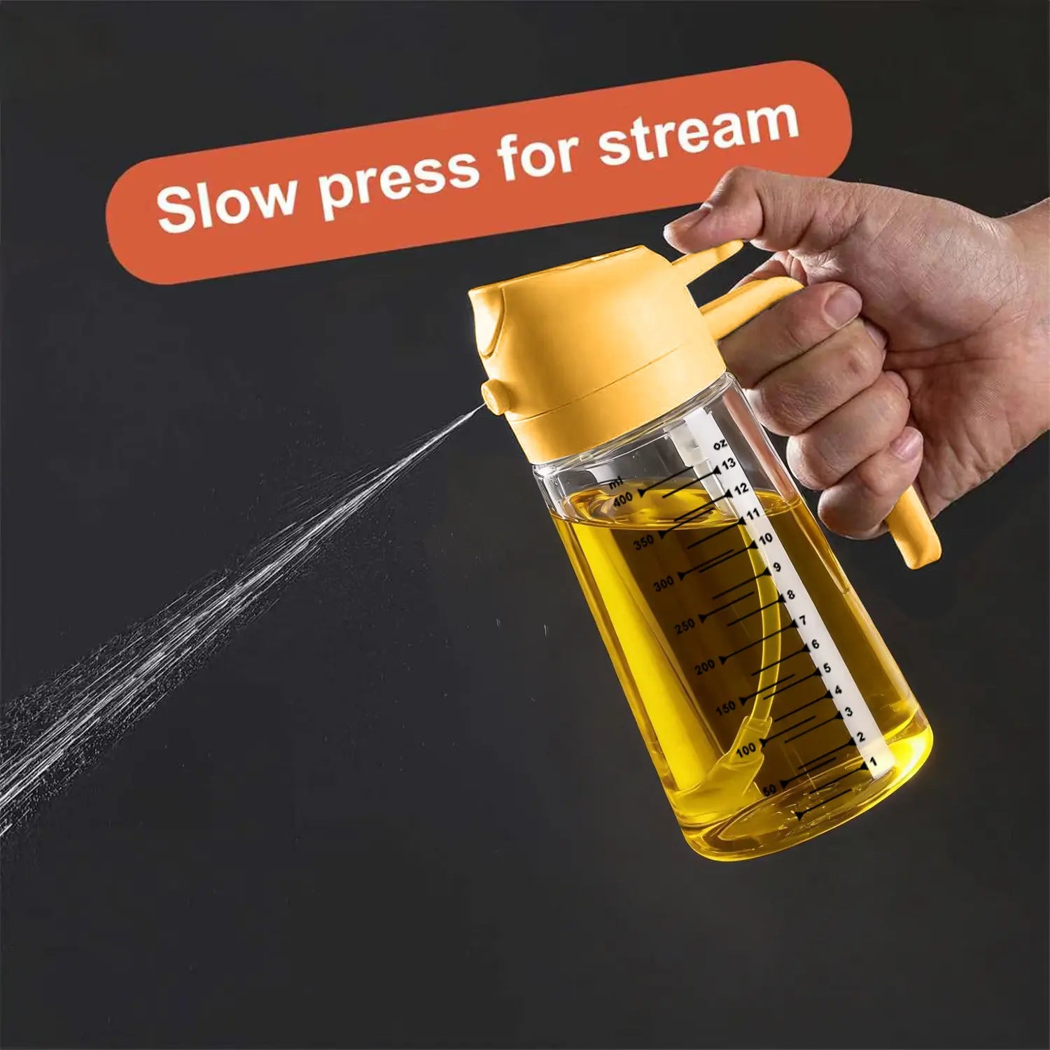 16 oz Glass Oil Sprayer – Refillable Cooking Oil Mister with Precision Spray & Pour Function