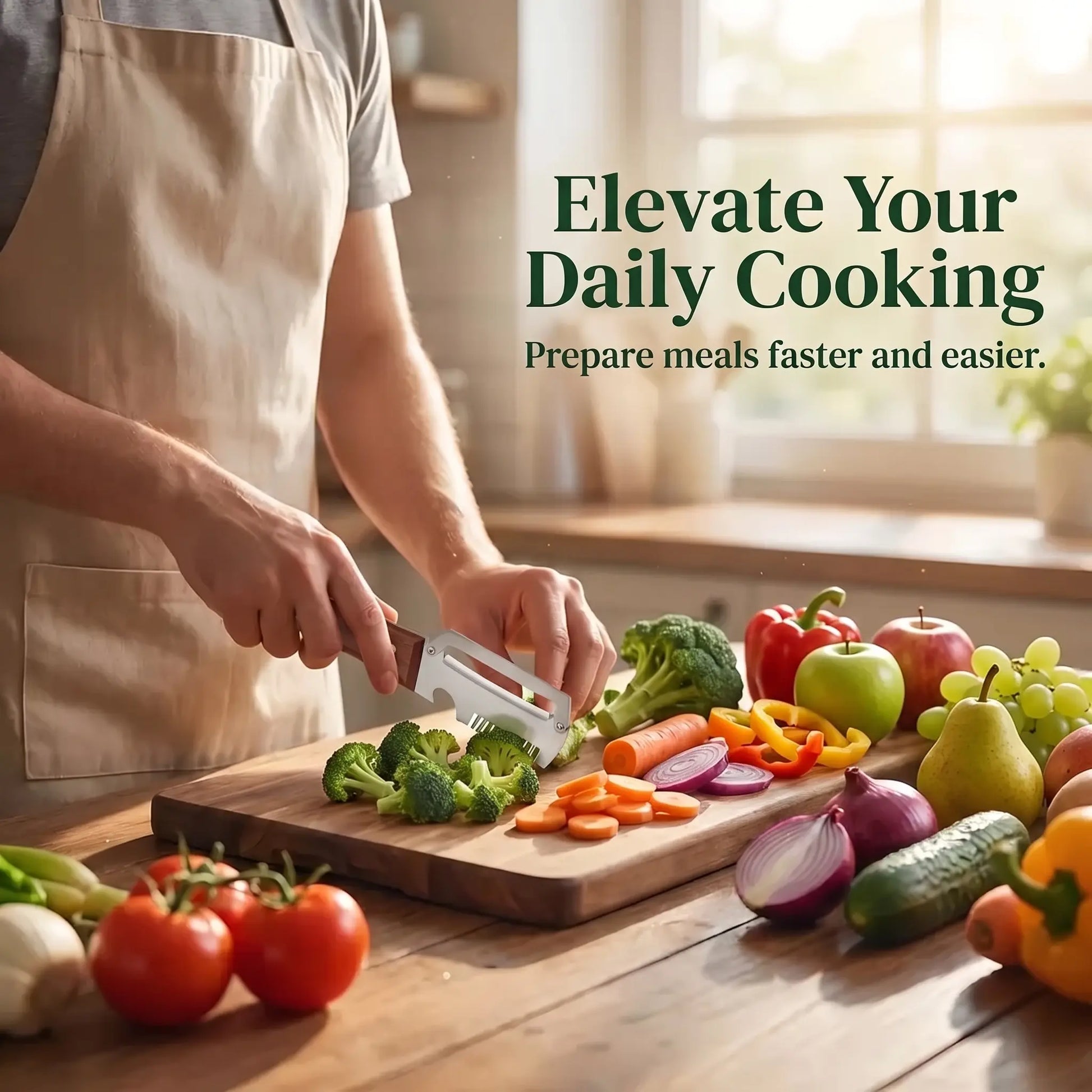 Stainless Steel Vegetable Peeler with Wooden Handle – Multi-Functional Peeler & Bottle Opener