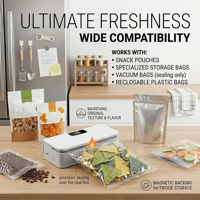 Rechargeable Handheld Vacuum Sealer – Compact Cordless Food Saver with Built-In Bag Cutter