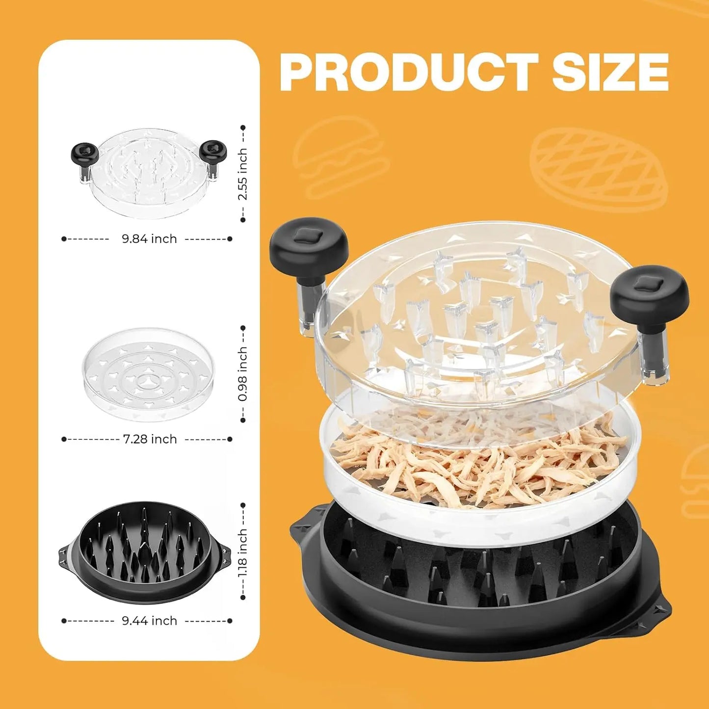 10" Manual Meat Shredder – Chicken Shredder Tool with Ergonomic Handle & Non-Slip Base