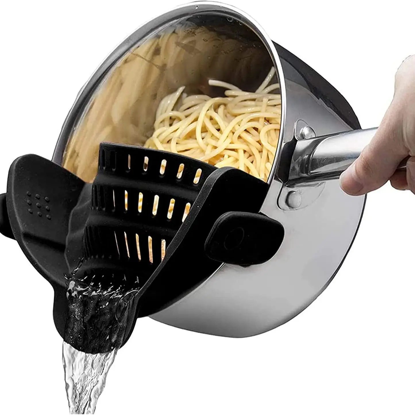 Silicone Clip-On Pot Strainer – Adjustable Kitchen Colander for Pasta, Vegetables & More
