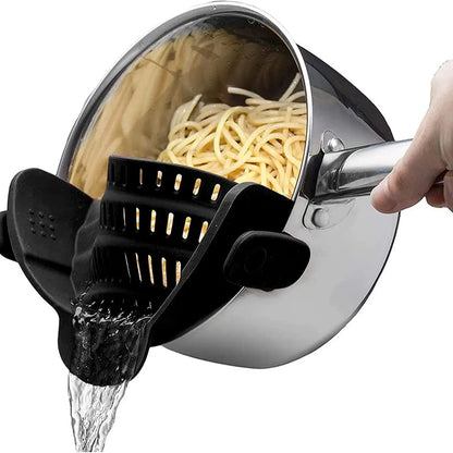Silicone Clip-On Pot Strainer – Adjustable Kitchen Colander for Pasta, Vegetables & More