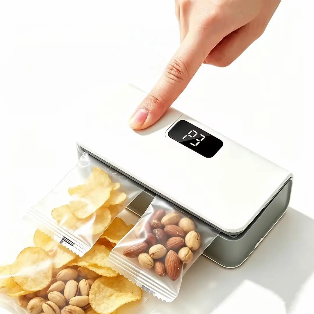 Rechargeable Handheld Vacuum Sealer – Compact Cordless Food Saver with Built-In Bag Cutter