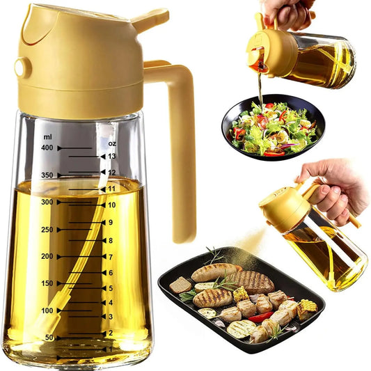16 oz Glass Oil Sprayer – Refillable Cooking Oil Mister with Precision Spray & Pour Function